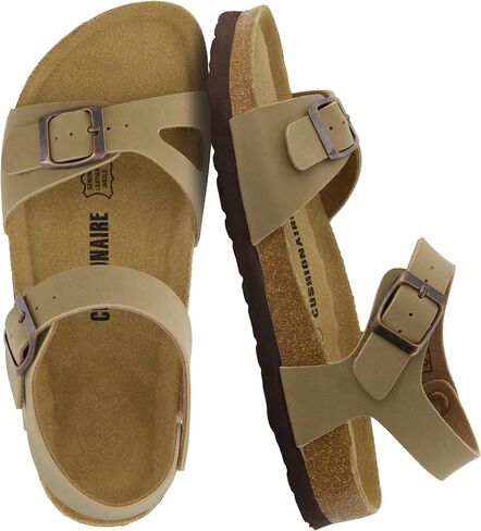 CUSHIONAIRE Lauri Cork Footbed Sandals for Women with Back Strap, Adjustable Double Buckle Ankle Strap Sandals, Memory Foam in Saudi Arabia