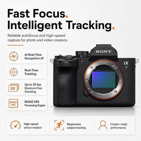 كاميرا Sony Alpha 7 V بدون مرآة، ومستشعر Exmor RS مكدس جزئيًا بدقة 33 ميجابكسل، ومعالج BIONZ XR2، والتركيز التلقائي AI، وفيديو 4K 60p 10 بت، مع بطاقة UHS-II SDXC بسعة 128 جيجابايت، وحقيبة ظهر وضمان لمدة عام من سوني in Kuwait
