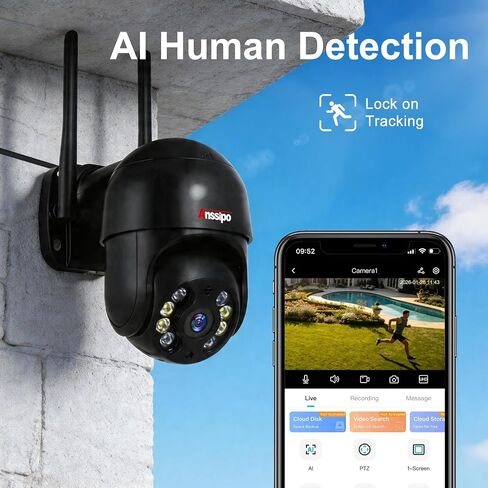 Outdoor Security Camera, 2.5K 4MP Wired WiFi Cameras for Home Security | Pan/Tilt 360° View, Auto Motion Tracking, Color Night Vision, 2-Way Audio, AI Detection Alarm in Saudi Arabia