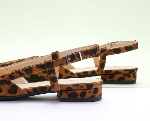 C.Paravano Slingback Flats | Pointed Toe Flats | Slingback Sandals | Women's Slingback Dress Shoes | Adjustable Buckle Sandals(Size 7.5,Leopard) in Saudi Arabia
