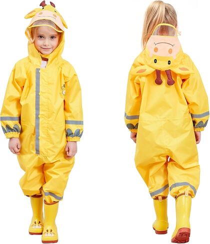 SSAWcasa Toddler Rain Suit, Kids Muddy Play Buddies One Piece Hoodie Rain Jacket Coat Poncho Gear Coverall Baby Girl Boy in Saudi Arabia