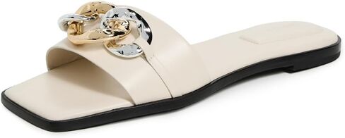 SIMKHAI Women's Arlo Chain Leather Flat Slides in Kuwait