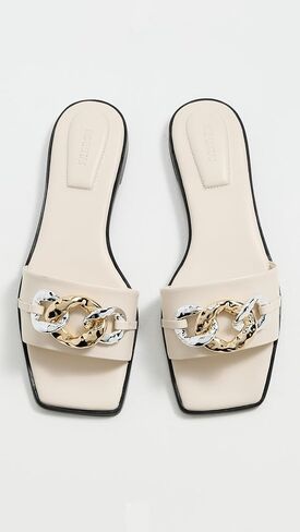SIMKHAI Women's Arlo Chain Leather Flat Slides in Kuwait