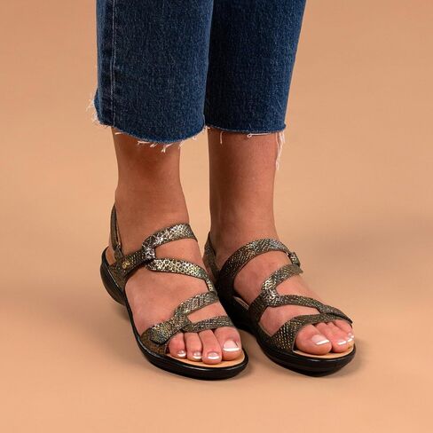Revere Emerald 3 Women’s Sandals - Premium Soft Leather, Adjustable Straps & Contoured Footbed - Orthotic Arch Support for Stylish Comfort & All-Day Wear Peacock Python 8-8.5 M US in Kuwait