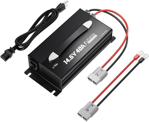 LiTime 14.6V 40A Lithium Battery Charger, Mountable for 12V LiFePO4 Battery with Handle and LED Indicator, AC-DC Smart Charger for 12.8V LiFePO4 Batteries, 40A Fast Charging for RVs, Home in Saudi Arabia