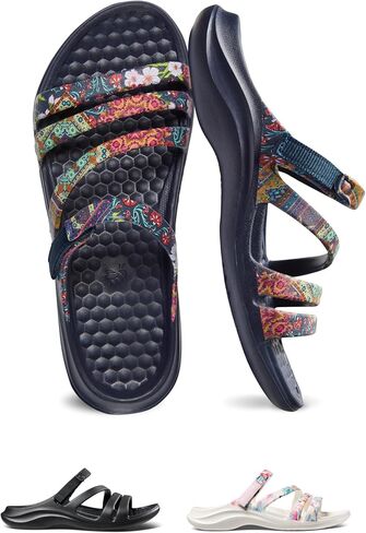 Joybees Women's Lakeshore Sandal, Size 10, Geo Mandala, Lightweight Waterproof Beach Sandals for Women with Honeycomb Pillow Insole, Easy Clean Slip-On Shoe in Saudi Arabia