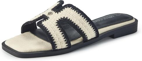 Women's Crochet Flat Sandals Comfortable Casual Open Toe Slides | Slip-on, water resistant, easy-clean crochet upper for beach, poolside, resort, travel, vacation and summer outings in Kuwait