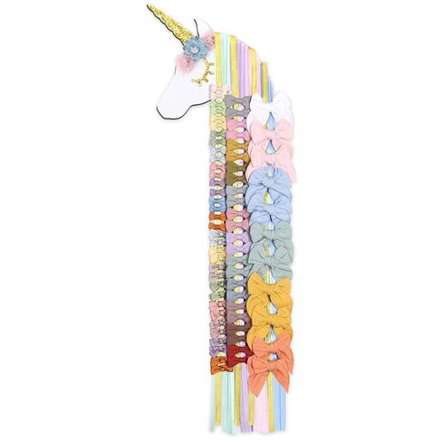 POVETIRE Unicorn Hair Bow Holder for Girls, Ribbon Hair Clip Hanger Organizer, Baby Bow Storage Display Wall Hanging for Nursery Room Decor in Saudi Arabia