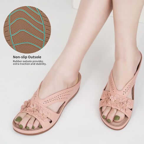 Ecetana Sandals for Women Wedge Shoes: Slip On Dressy Summer Comfortable Slides Sandals 2026 Casual Memory Foam Platform Shoes in Saudi Arabia