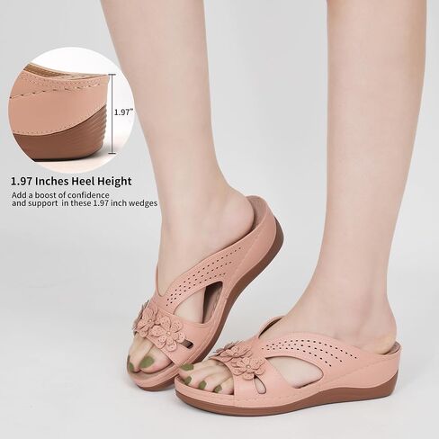 Ecetana Sandals for Women Wedge Shoes: Slip On Dressy Summer Comfortable Slides Sandals 2026 Casual Memory Foam Platform Shoes in Saudi Arabia