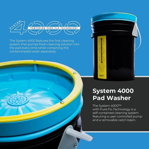 System 4000 Polishing Pad Washer – Pure Flo Cleaning Bucket System w/Controlled Pump & Removable Basin - Wool & Foam Pad Cleaner in Saudi Arabia