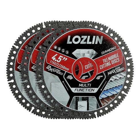 LOZLIN Diamond Blades 3PCS 4.5" Diamond Blade for Tile Cutting - No Chipping Ultra-Thin Dry Cut Blade - Fits Angle Grinder for Marble, Ceramic, Porcelain Tile (Diamond grit 60–70) in Saudi Arabia