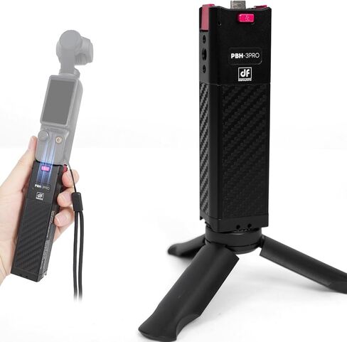 مقبض شحن بطارية معدني لـ DJI Osmo Pocket 4 3/Xtra Muse، بطارية مدمجة 5000 مللي أمبير في الساعة، شحن سريع 22.5 وات، مع حامل ثلاثي صغير متضمن in Kuwait