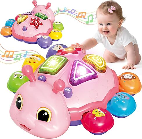 Baby Toys 6-12 Months, Musical Crawling Infant Toys with Lights Sounds | Early Learning Educational Toys, Tummy Time Development Toys, Christmas Birthday Gifts for Boys 7 8 9 10 11 Months Ages 0-1 in Saudi Arabia