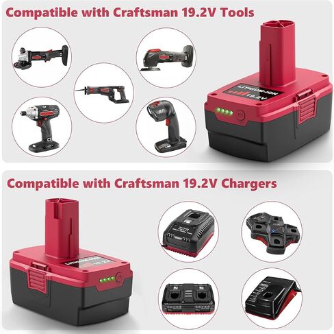 19.2V 6000mAh High Capacity Battery Compatible for Craftsman 19.2 Volt Battery Compatible with Craftsman C3 XCP 11098 11375, 130279005, 1323903, 11045, 315.115410, 315.11485 Fast Charging in Kuwait