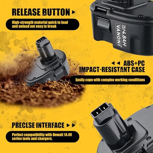 VANON DC9091 4.8Ah Ni-MH Replacement for Dewalt 14.4V Battery Compatible with Dewalt Battery XRP DC9091 DW9091 DW9094 DE9091 DE9092 DE9038 and 14.4V Power Tools 2Packs | Compatible with DeWalt Battery DC9091 DW9091 DW9094 DE9091 DE9092 DE9038 and 14.4V Po in Saudi Arabia
