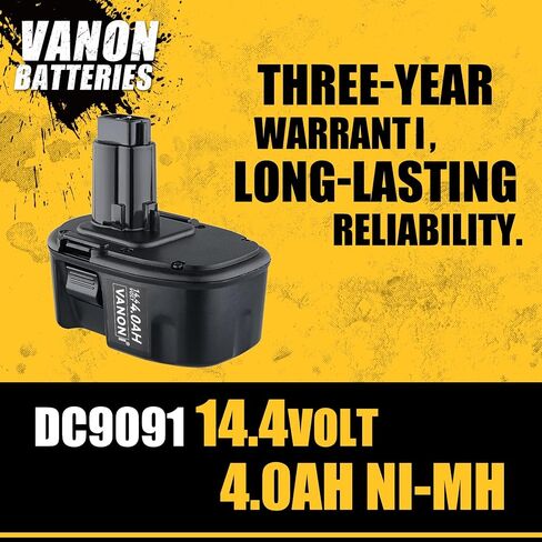 VANON DC9091 4.8Ah Ni-MH Replacement for Dewalt 14.4V Battery Compatible with Dewalt Battery XRP DC9091 DW9091 DW9094 DE9091 DE9092 DE9038 and 14.4V Power Tools 2Packs | Compatible with DeWalt Battery DC9091 DW9091 DW9094 DE9091 DE9092 DE9038 and 14.4V Po in Saudi Arabia