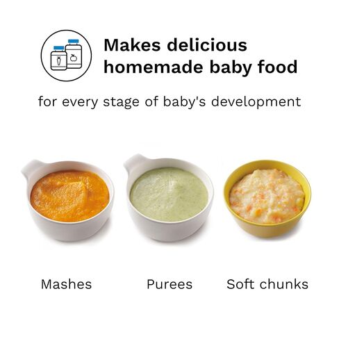 Baby Brezza One Step Baby Food Maker Deluxe – Auto shut Off, Dishwasher Safe Cooker and Blender to Steam + Puree Organic Food for Infants + Toddlers - Set of 3 Pouches + 3 Funnels in Saudi Arabia