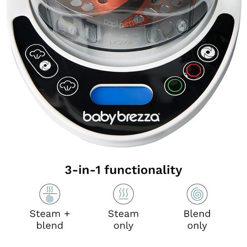 Baby Brezza One Step Baby Food Maker Deluxe – Auto shut Off, Dishwasher Safe Cooker and Blender to Steam + Puree Organic Food for Infants + Toddlers - Set of 3 Pouches + 3 Funnels in Saudi Arabia