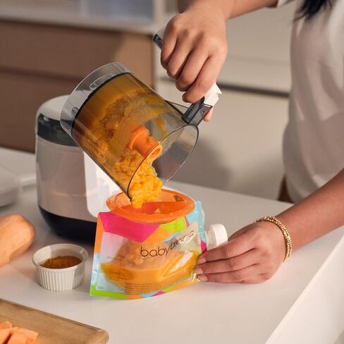 Baby Brezza One Step Baby Food Maker Deluxe – Auto shut Off, Dishwasher Safe Cooker and Blender to Steam + Puree Organic Food for Infants + Toddlers - Set of 3 Pouches + 3 Funnels in Saudi Arabia