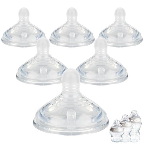 6Pack Silicone Nipples (L) for Tommee Tippee Natural Start Anti-Colic Bottles &Advanced Anti-Colic Bottles,Closer to Nature Bottle,Fast Flow,Size 3 Nipple,6m+ in Saudi Arabia