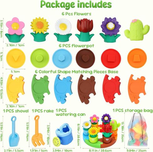 Montessori Flower Garden Soft Sorting Toys for Toddlers 1-3 | Shape & Color Matching Fine Motor Skills, Baby Bath Toys, Educational Learning Toy, First Birthday Gift for Baby Boys & Girls in Saudi Arabia