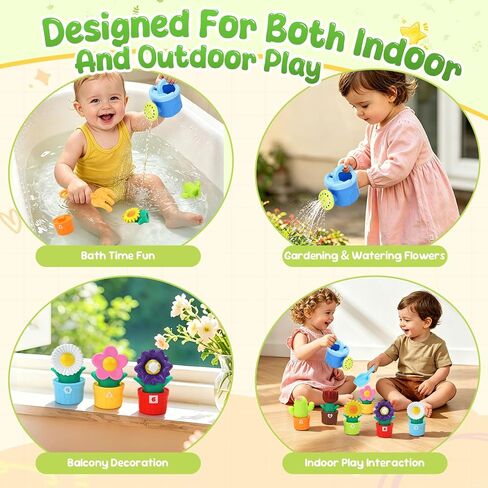 Montessori Flower Garden Soft Sorting Toys for Toddlers 1-3 | Shape & Color Matching Fine Motor Skills, Baby Bath Toys, Educational Learning Toy, First Birthday Gift for Baby Boys & Girls in Saudi Arabia