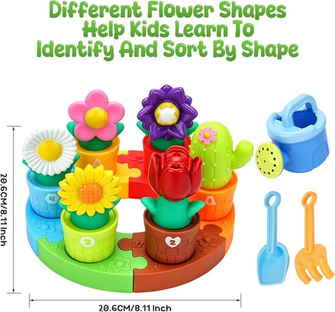 Montessori Flower Garden Soft Sorting Toys for Toddlers 1-3 | Shape & Color Matching Fine Motor Skills, Baby Bath Toys, Educational Learning Toy, First Birthday Gift for Baby Boys & Girls in Saudi Arabia