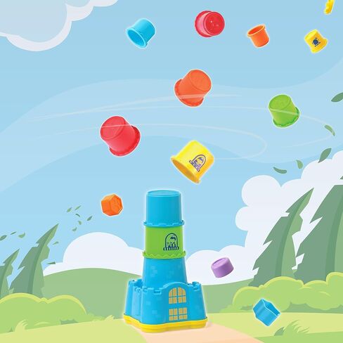HAP-P-KID Toddler Baby Castle Stacking Nesting Cups, Infant Shape Sorting Blocks, Stack and Nest Sand Bath Stacker, Birthday Baby Gifts for 12 13 14 15 16 18 24 Months, 1 2 3 4 Year Old in Saudi Arabia