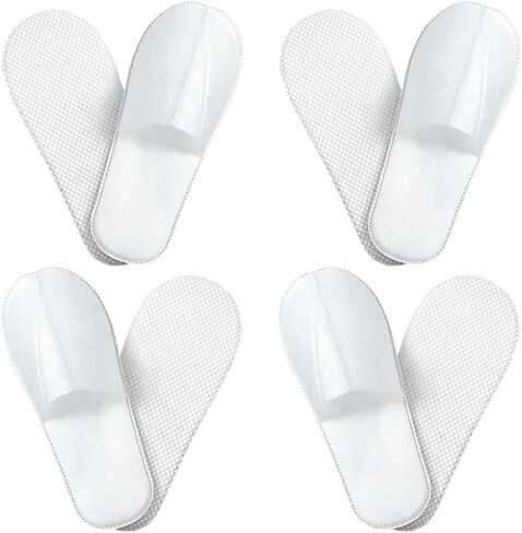 Disposable Slippers for Guests, White, 4 Pairs, Travel Use in Saudi Arabia