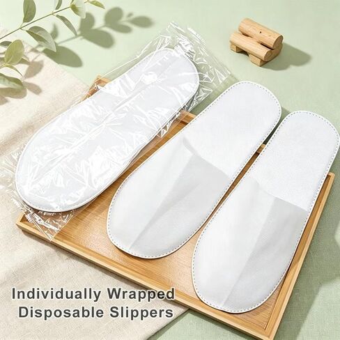 Disposable Slippers for Guests, White, 4 Pairs, Travel Use in Saudi Arabia