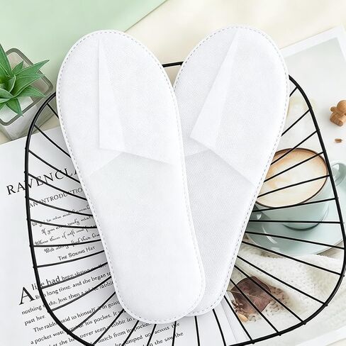Disposable Slippers for Guests, White, 4 Pairs, Travel Use in Saudi Arabia
