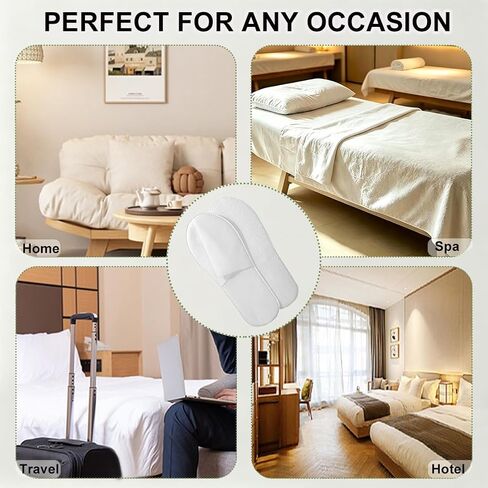 Disposable Slippers for Guests, White, 4 Pairs, Travel Use in Saudi Arabia