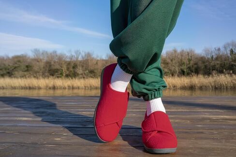 Diabetic Slippers Women, Lymphedema Shoes, Edema Shoes Swollen Feet, Indoor and Outdoor Hook and Loop, Non Slip House Shoes (Red, 9 WIDE) in Saudi Arabia