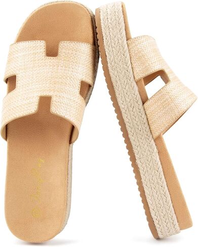 Women's Platform Wedge H-Band Espadrilles Sandals Slip on Beach Vacation Sandals Flatform Open Toe Outdoor Summer Slides in Kuwait