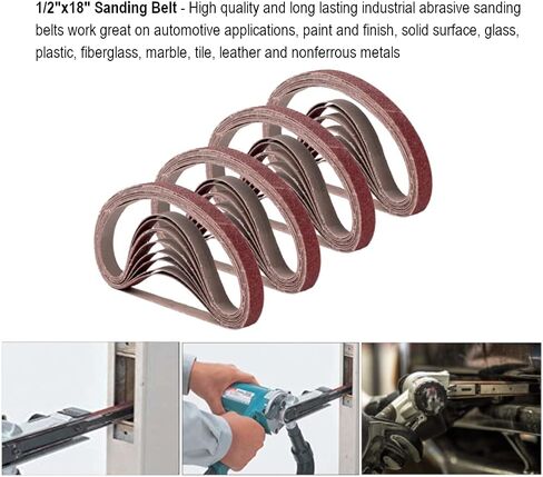 1/2 inch x 18 inch Sanding Belts, 320/400/600/800/1000 Fine Grits, Belt Sander Tool for Woodworking, Metal Polishing, 20 Pack Aluminum Oxide Sanding Belt in Saudi Arabia