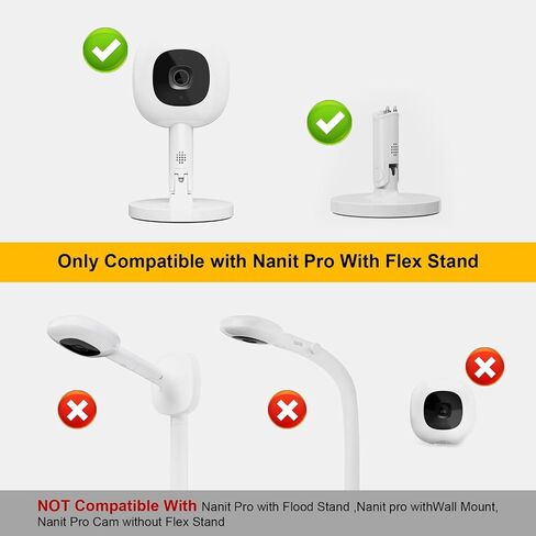 Metal Wall Mount Fits for Nanit Pro Smart Baby Monitor, 360° Rotation & Tilt Adjustable, High Wall Bracket Keeps Camera Out of Baby’s Reach, Sturdy Security Cam Accessory Easy Installation, White in Saudi Arabia