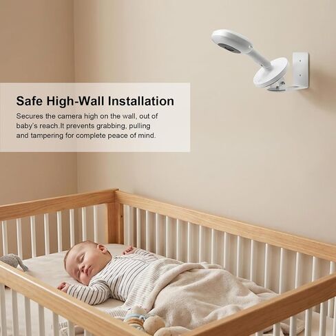 Metal Wall Mount Fits for Nanit Pro Smart Baby Monitor, 360° Rotation & Tilt Adjustable, High Wall Bracket Keeps Camera Out of Baby’s Reach, Sturdy Security Cam Accessory Easy Installation, White in Saudi Arabia