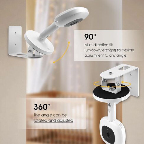 Metal Wall Mount Fits for Nanit Pro Smart Baby Monitor, 360° Rotation & Tilt Adjustable, High Wall Bracket Keeps Camera Out of Baby’s Reach, Sturdy Security Cam Accessory Easy Installation, White in Saudi Arabia