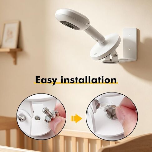 Metal Wall Mount Fits for Nanit Pro Smart Baby Monitor, 360° Rotation & Tilt Adjustable, High Wall Bracket Keeps Camera Out of Baby’s Reach, Sturdy Security Cam Accessory Easy Installation, White in Saudi Arabia