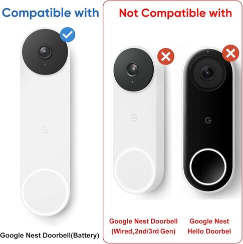 Vinyl Siding Mount for Google Nest Doorbell (Battery), Adjustable Angle Doorbell Wedge Corner Mounting Bracket Kit for Nest Doorbell, Solve Siding Tilt Problem (4" Standard Vinyl Siding Only) in Saudi Arabia