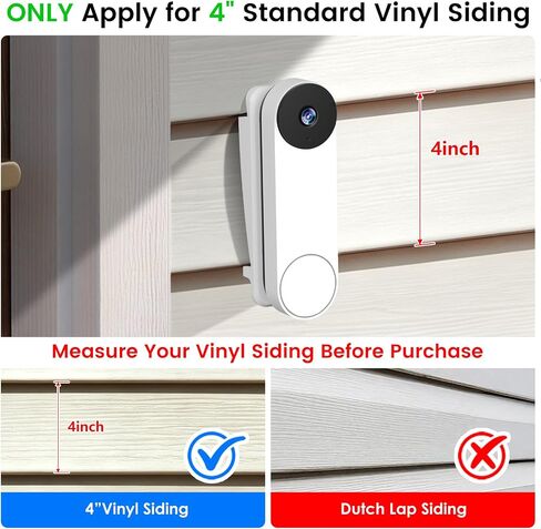 Vinyl Siding Mount for Google Nest Doorbell (Battery), Adjustable Angle Doorbell Wedge Corner Mounting Bracket Kit for Nest Doorbell, Solve Siding Tilt Problem (4" Standard Vinyl Siding Only) in Saudi Arabia