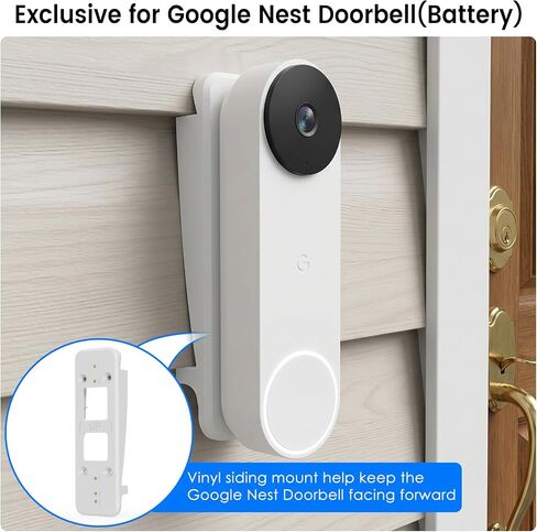 Vinyl Siding Mount for Google Nest Doorbell (Battery), Adjustable Angle Doorbell Wedge Corner Mounting Bracket Kit for Nest Doorbell, Solve Siding Tilt Problem (4" Standard Vinyl Siding Only) in Saudi Arabia