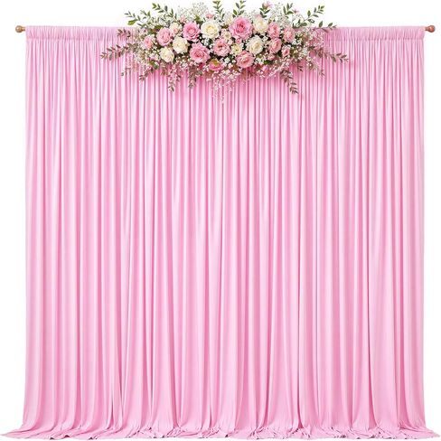 10ft x 8ft Photo Backdrop Curtains Hot Pink Wrinkle-Free Polyester Fabric Backdrop Drapes for Wedding Baby Shower Birthday Valentines Day Photography Background Decoration in Saudi Arabia
