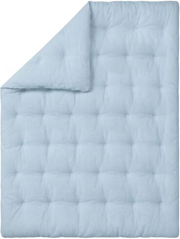zzlamb Muslin Toddler Down Alternative Comforter,100% Cotton Shell Soft Lightweight All Season Baby Quilt,Hypoallergenic Fiber Filled Kid Blanket Duvet Insert for Crib,Machine Washable,41x50in Blue in Saudi Arabia