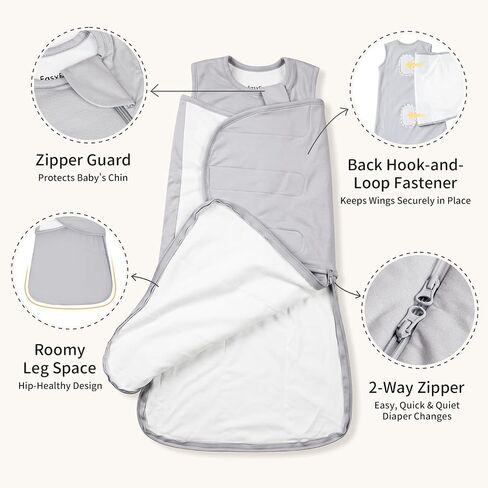 Rayon Made from Bamboo 1.0 TOG Adjustable Swaddle Sleep Sack 3-6 Months | 4-Way Adjustable Transitional Swaddle 2-Way Zipper Baby Wearable Blanket in Saudi Arabia