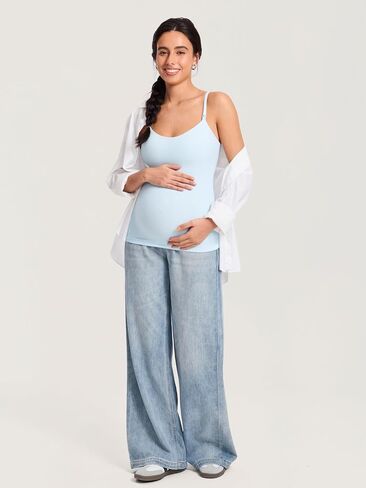 MOMANDA Nursing Tank Tops for Breastfeeding ICE Large | Natrelax light collection, Maternity camisole, One-piece fixed cup, Adjustable straps, For women in Saudi Arabia
