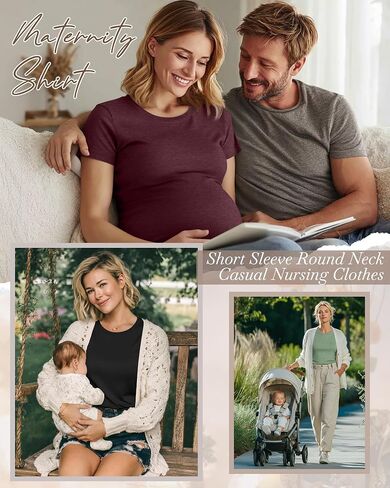 3 Pack Women's Nursing Shirts, 3-Color, Medium | Breastfeeding Zippers, Loose Fit, Short Sleeve, Maternity Tops, Pregnancy Clothes, Nursing, Hospital, Daily Wear in Saudi Arabia