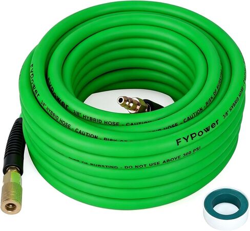 Air Compressor Whip Hose 3/8 Inch x 10 Feet Lead in Hybrid Hose with Fittings, Flexible and Kink Resistant, 1/4" Industrial Quick Coupler and Plug Kit - Green in Saudi Arabia