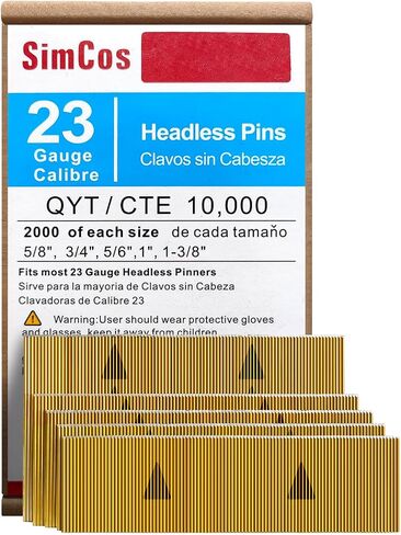 23 Gauge Headless Pin Nails 5/8",3/4",5/6",1",1-3/8", 5000-Pack | For All 23GA Pneumatic and Electric Pinner Pin Guns,Ideal for Cabinet, Molding, DIY Crafts & Wood Decoration in Saudi Arabia